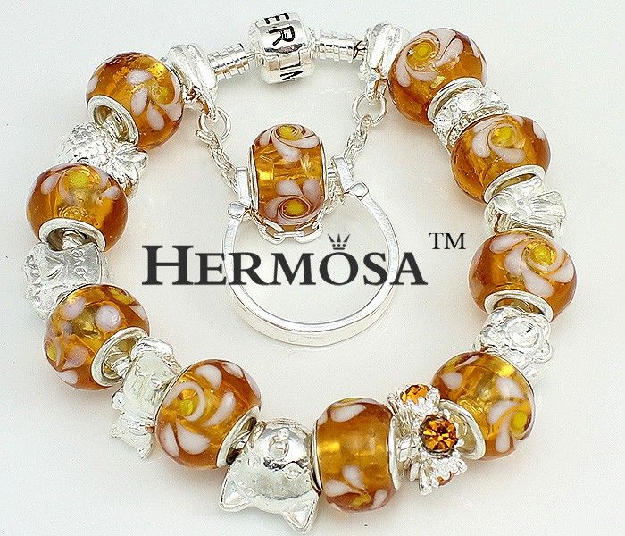 Hermosa Set Garfield Gold Diamond Silver Bracelet+Ring  