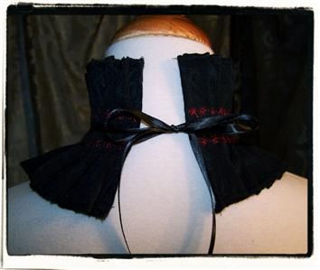 Gothic Victorian Black + Red Lace Neck Posture Ruff