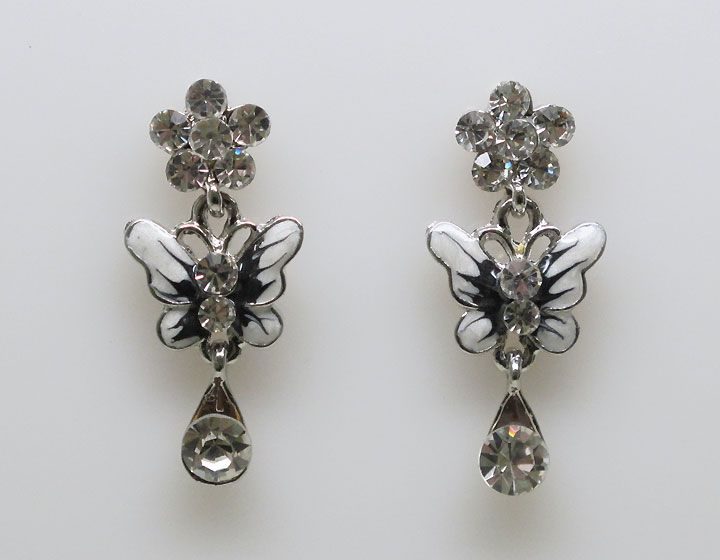 Clear Crystal Butterfly Necklace Earrings Set s0466  