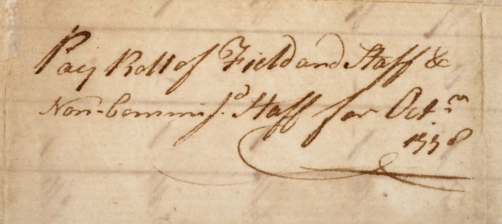 Revolutionary War Regimental Payroll, October 1778  