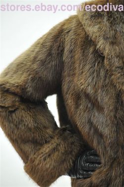 VTG MAHOGANY BROWN MUSKRAT FUR COAT JACKET NICE ** MED  