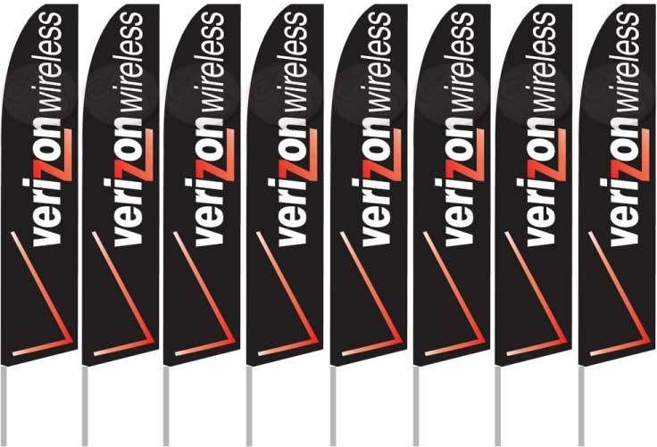 EIGHT(8) HUGE VERIZON FEATHER FLAG BANNER SIGN KITS  