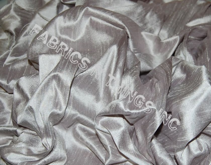 100% SILK DUPIONI FABRIC SILVER SEW DRAPE QUILT BTY  