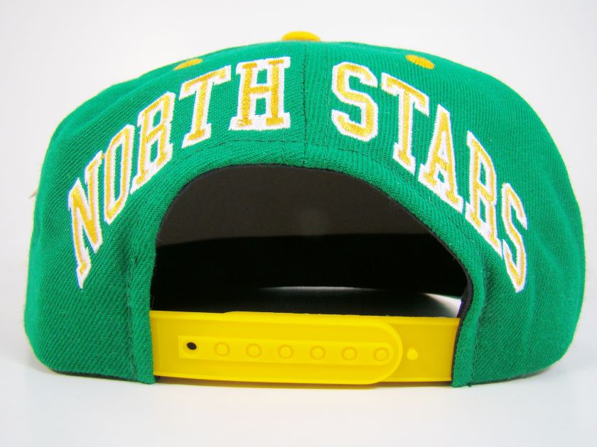 MINNESOTA NORTH STARS SNAPBACK HAT GREEN BLOCKHEAD AMERICAN NEEDLE NHL 