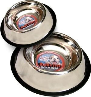 Stainless Steel No Tip Dog Bowl with Rubber Ring 8 oz.  