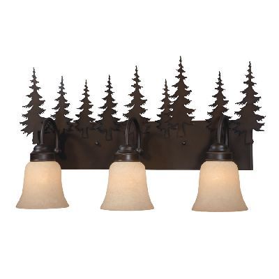 NEW 3 Light Rustic Tree Bathroom Vanity Lighting Fixture Burnished 