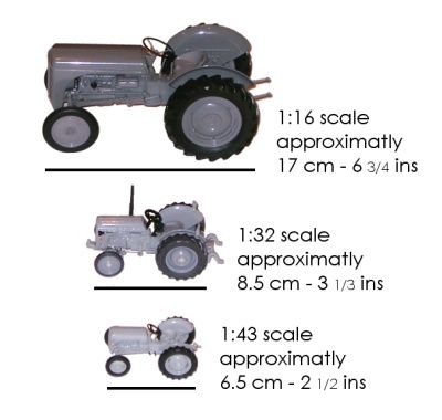 Scale example with 116, 132 and 143 Ferguson TE vintage tractors