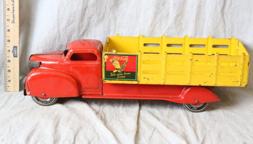   LOUIS MARX STAMPED STEEL SPRITE DECAL 20 INCH COCA COLA TRUCK  