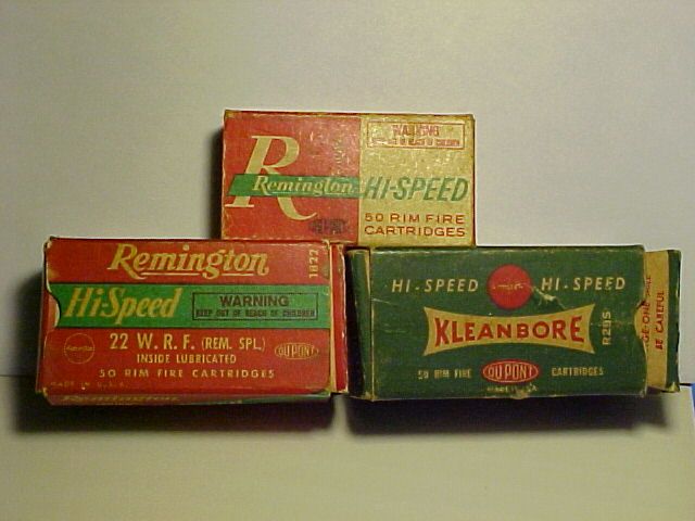   REMINGTON KLEANBORE HI SPEED 22 W.R.F. CAL. CARTRIDGES AMMO SHELL BOX