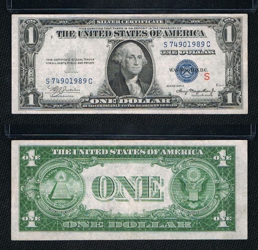 One Dollar RedSSurcharge Experimental Silver 1935  