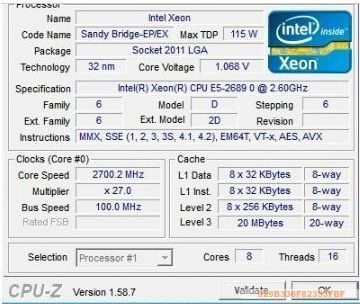 INTEL Xenon E5 2689 8Cores 16Thread 2.9GHz SERVER CPU ES  