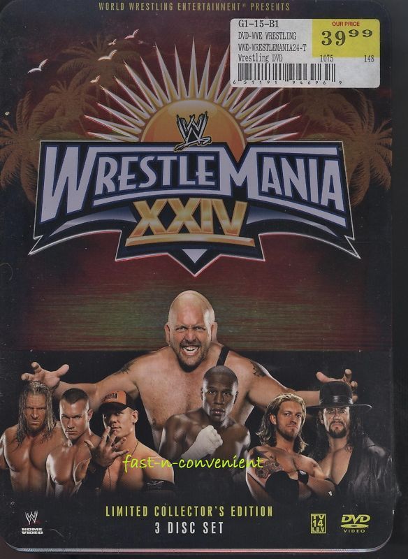 WWE WRESTLEMANIA XXIV DVD COLLECTORS TIN 3 DISC SEALED  