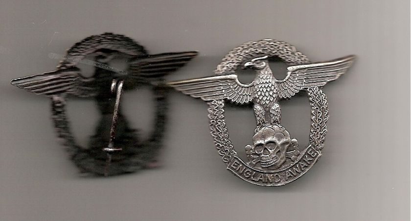 ENGLAND AWAKE CAP BADGE PIN 2.25 INCHES WW II WORLD WAR  