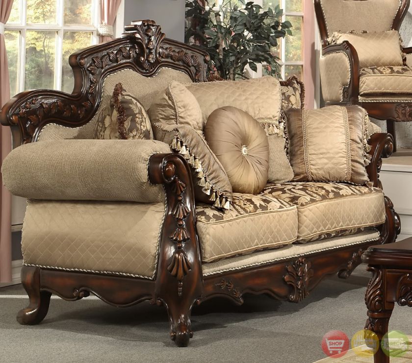   Antique Style Luxury Sofa, Love Seat, Chair & Table 4 Piece Set HD 296