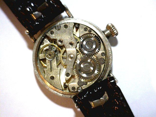   1900s Swiss Fancy Dial Solid Wire Lug Gents Wrist Watch.  