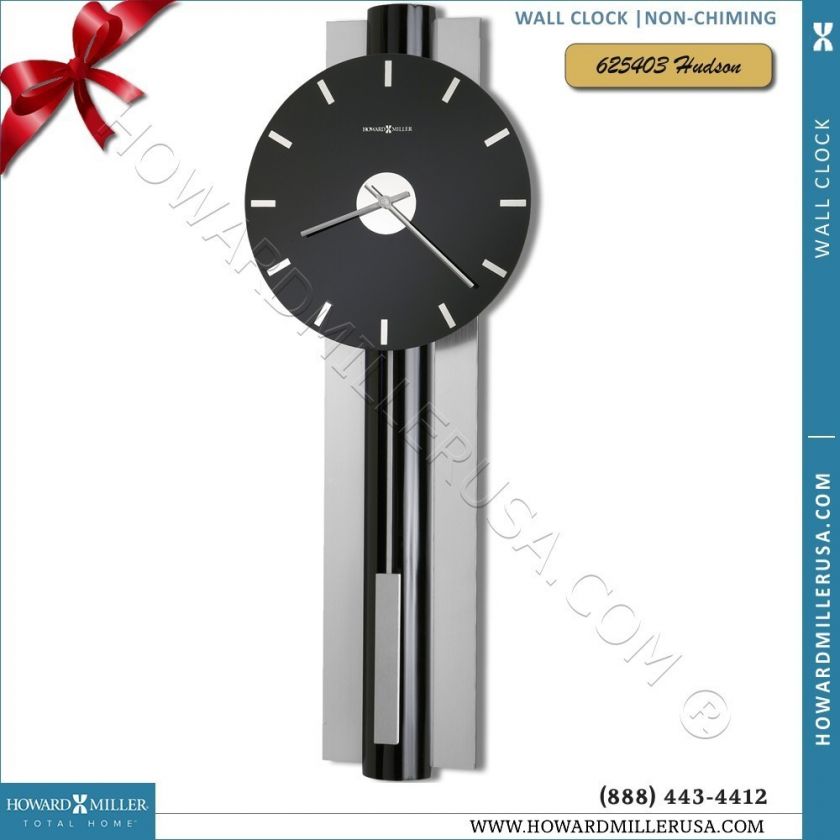   Miller Contemporary black glass face quartz wall clock  Hudson  