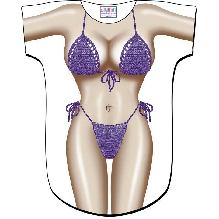 Purple Macrame Swimsuit Bikini Cover Up Tee T Shirt New  