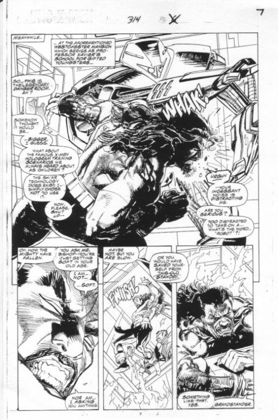 Uncanny X Men #314 p.7 Bishop Splash, Bill Sienkiewicz  