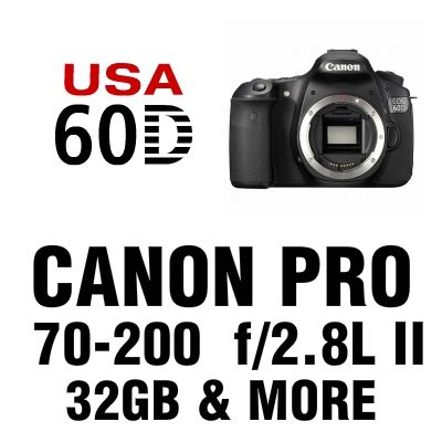 USA Canon Model EOS 60D Body + 70 200 f/2.8L II + 32GB & Accessories 