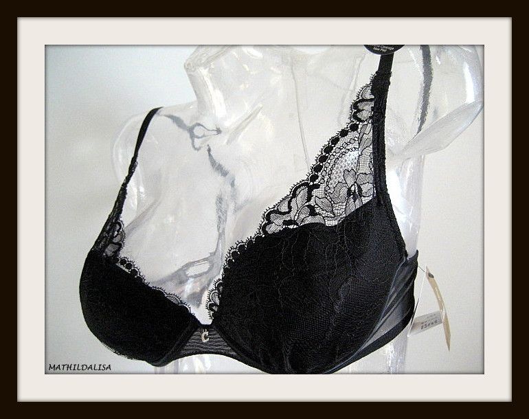 CHANTELLE CHANTILLY BLACK BRA SIZE FR/100A USA/38A  