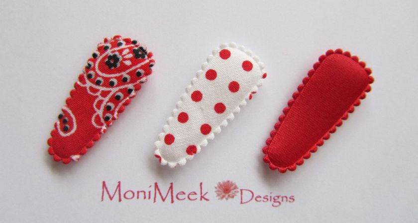 Baby/toddler 3cm Non slip Hair clips Red Paisley  