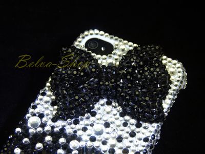 Crystal 3D Bow Gradient Black iPhone 4 / 4S Case using Swarovski 