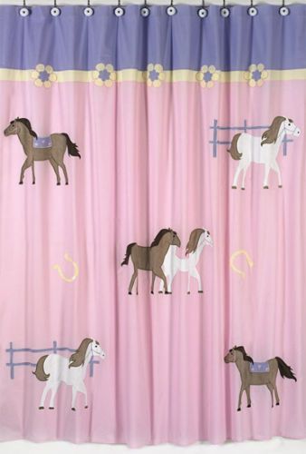 JOJO DESIGNS PRETTY PONY HORSE GIRLS SHOWER CURTAIN  