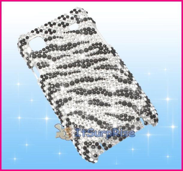 Bling Diamond Black Zebra Back Hard Case Cover For Samsung i9000 