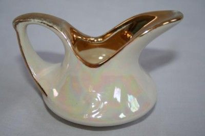 536 PEARL Vtg Iridescent Cream & Gold Creamer & Sugar  