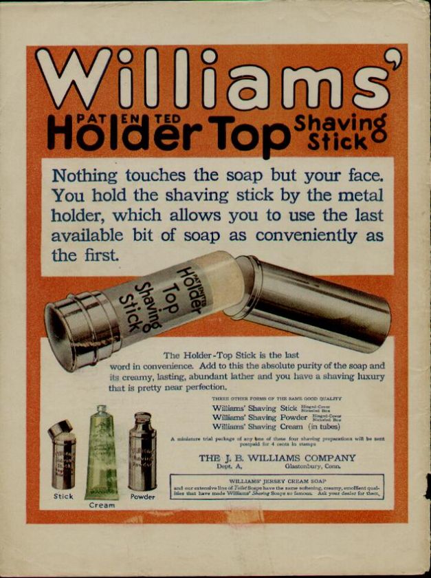 1920s WILLIAMS SHAVING STICK AD / GREAT BATHROOM ART  