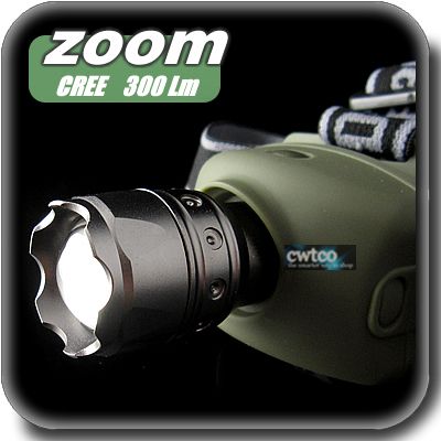 5W CREE LED 300Lm LAMPARA LINTERNA FRONTAL ZOOM GR  