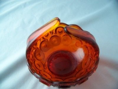   GLASS COMPANY MOON AND STAR AMBERINA SPLIT HANDLE BASKET # 6125  