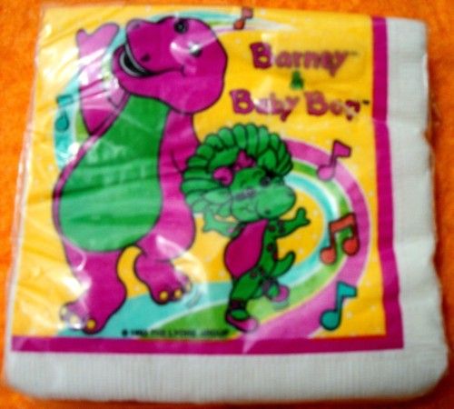 Barney the Dinosaur Napkins Birthday Party Supplies NEW MIP 1992 