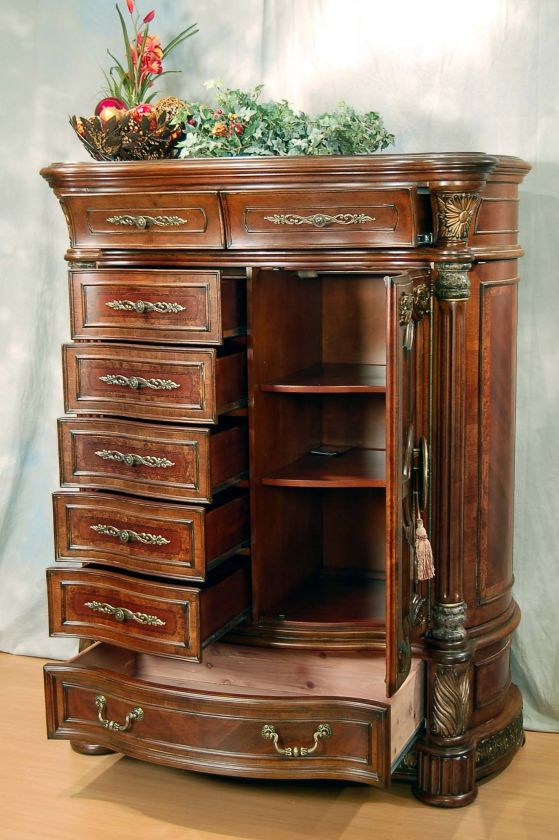 Classic Romantic Old World Spanish Chestnut Bedroom Set  