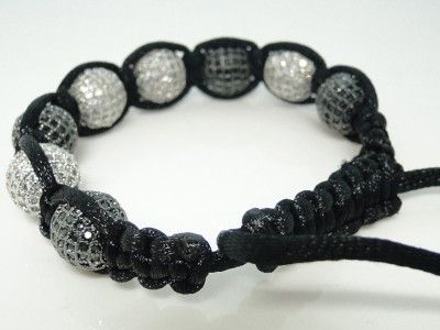 UNISEX BLACK AND WHITE LAB DIAMOND SHAMBALLA BRACELET  