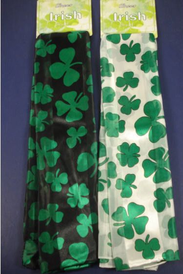 Choice BLACK or WHITE 9x58 SHAMROCK SCARF IRISH~St.PATS  