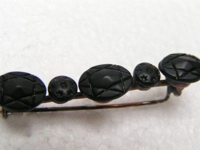 Fab Victorian Whitby Jet Brooch Bar. Star David Judaica  