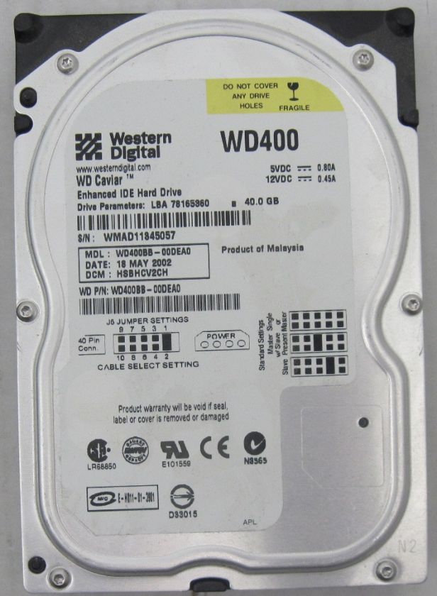 WESTERN DIGITAL CAVIAR WD400 40GB HDD PCB LOGIC BOARD  