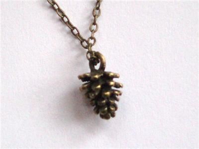 TEENY WEENY PINE CONE LONG CHAIN CHARM NECKLACE  