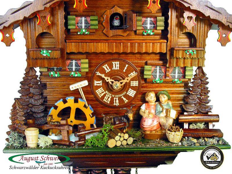 Up for auction genuine hand made Black Forest cuckoo clock. New 