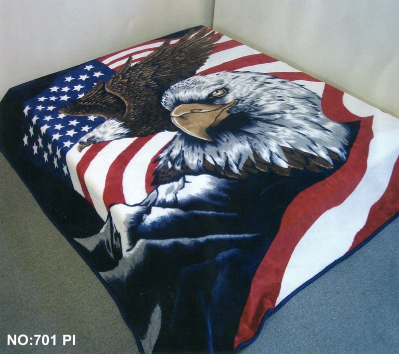   US Flag Navy Back Side Double Sided Blanket Queen Size Koyo Brand New