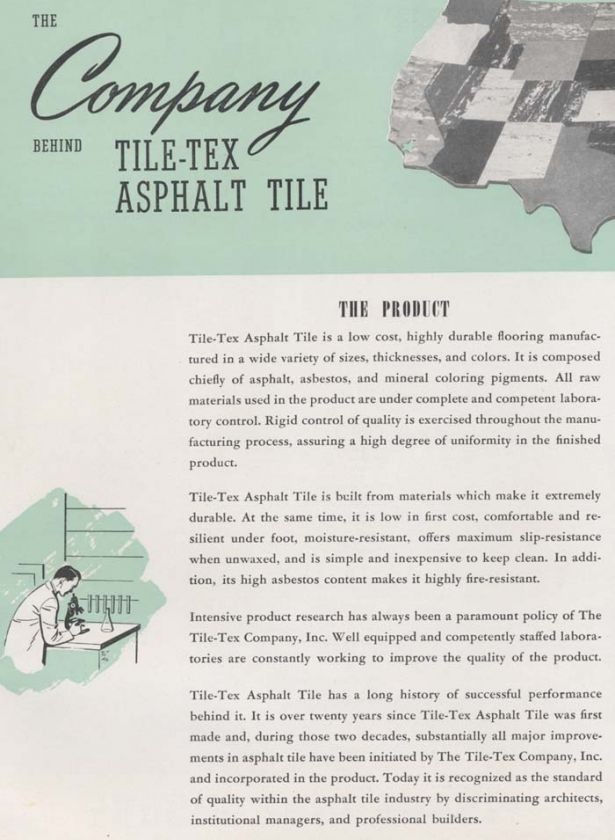 TILE TEX Asbestos Mura Tex Wall FLINTKOTE Catalog Flooring Floor Tile 