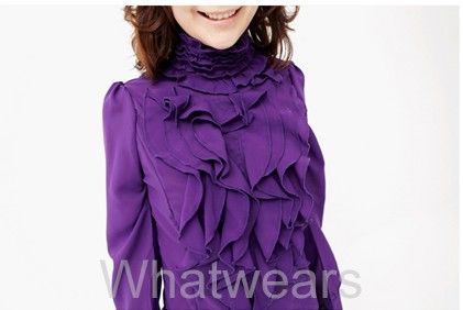 Women Slim Stylish Office Long Sleeve Shirt Purple W11  