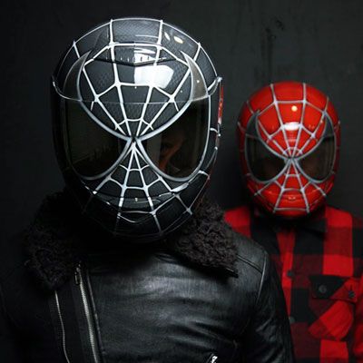 Black Spiderman motorcycle helmet HJC CS R1 SMOKE VISOR  