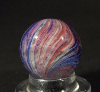 Marbles ANTIQUE GERMAN PANELLED ONIONSKIN MARBLE Red/White/Blue 19/32 