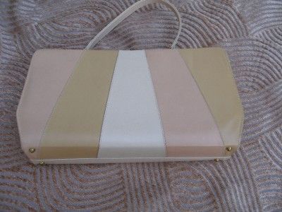 VINTAGE LEWIS*1960s LEATHER HANDBAG/PURSE*IVORY/BEIGE*  