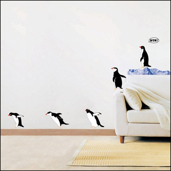 Penguin Family, Wall Sticker DIY Mural Deco Decal,E039  