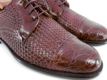 Mezlan MARINA Crocodile Alligator Woven Cap Toe Dress Shoes Oxfords 7 