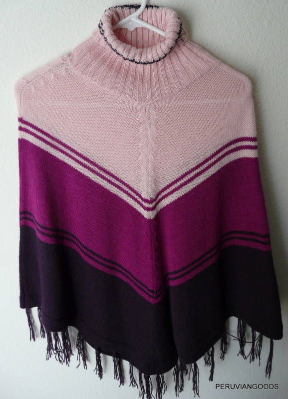 BLOWOUT SALE Soft Peru Alpaca Poncho Turtle neck solid  