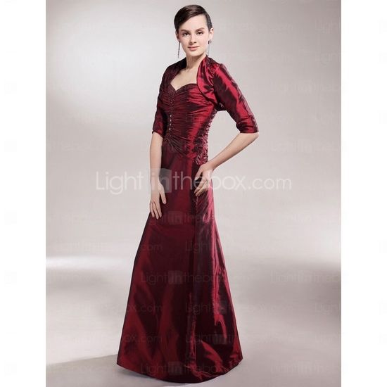 Burgundy Mother of the Bride Wedding Dress With A Wrap  